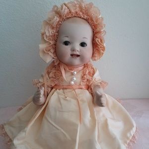 Reproduction AM Germany Artist Porcelain Doll Signed Full Body Jointed